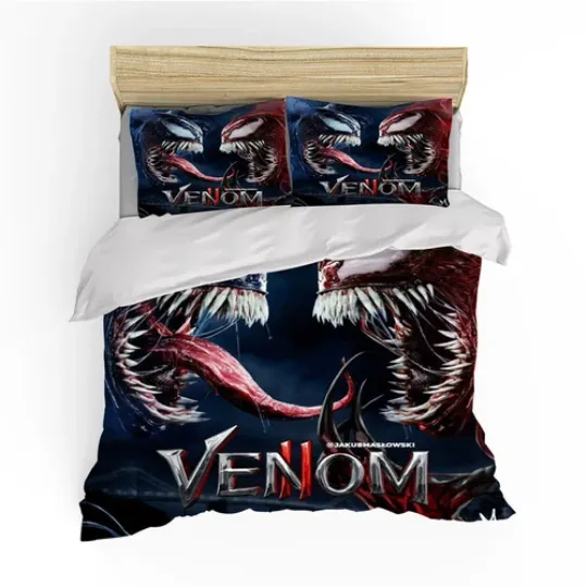 Venom Black Single Double King Super King Duvet Quilt Cover Set Pillowcase