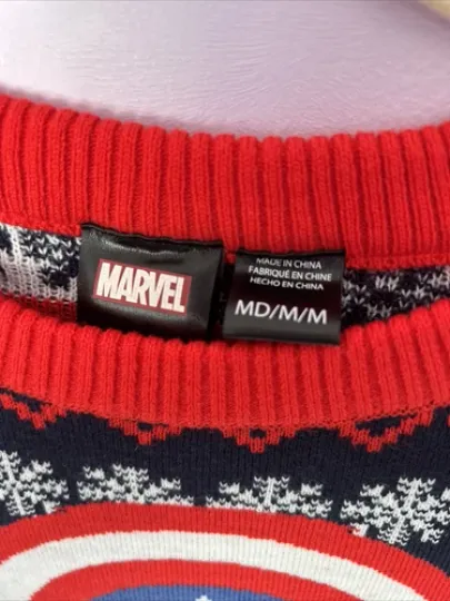 Marvel Captain America Ugly Christmas Sweater Mens Size Medium Navy New