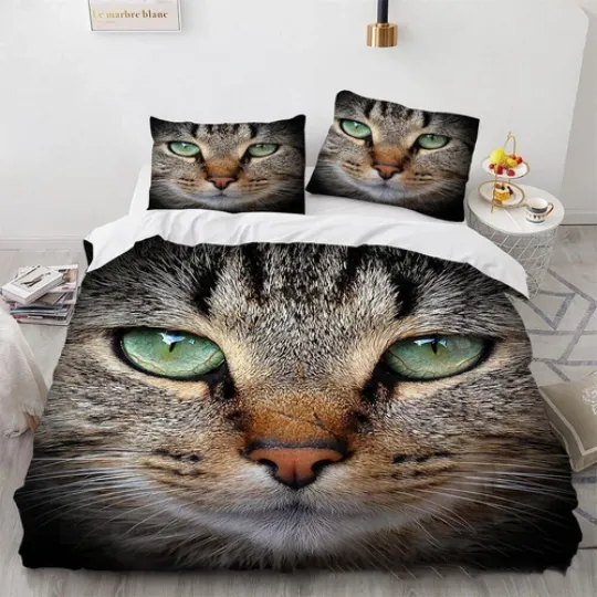 Cute White Cat Kitty Kitten Animal Print #22 Quilt Duvet Cover Set Soft