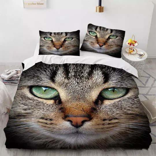 Cute White Cat Kitty Kitten Animal Print #22 Quilt Duvet Cover Set Soft