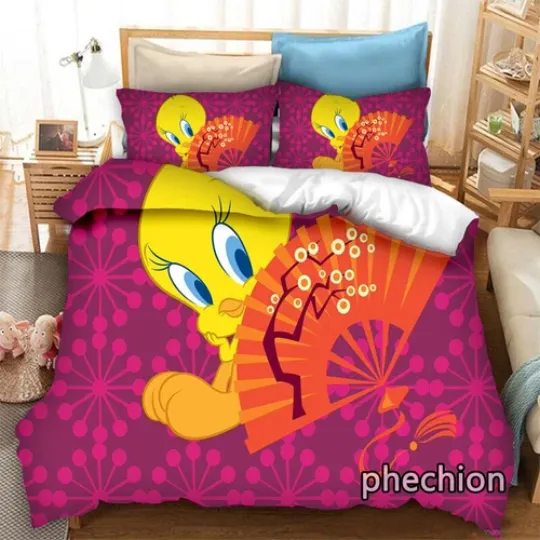 3D Anime TweetyBird Bedding Set | Cartoon Bedding Set | Gift For Kids