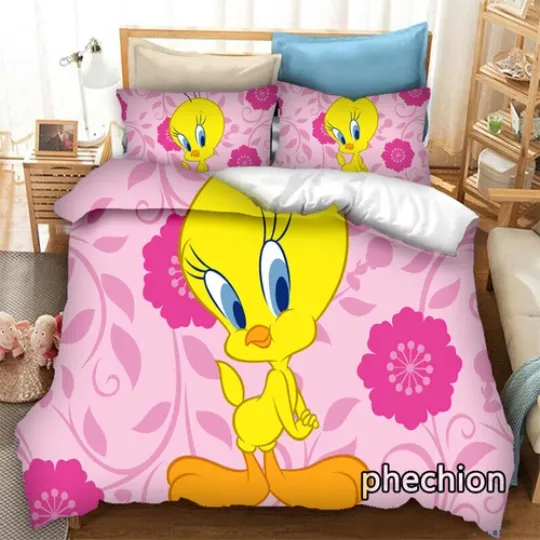 3D Anime TweetyBird Bedding Set | Cartoon Bedding Set | Gift For Kids
