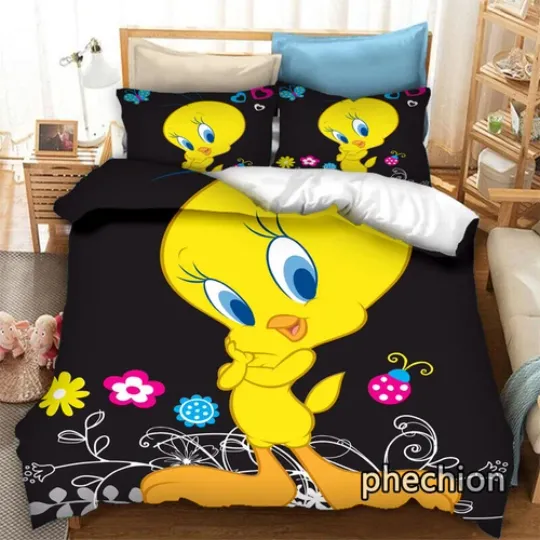 3D Anime TweetyBird Bedding Set | Cartoon Bedding Set | Gift For Kids