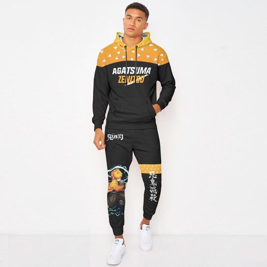 Agatsuma zenittsu Hoodie And Jogger Set Anime Clothes
