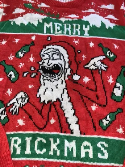 Rick And Rickandmorty Merry Rickmas Ugly Christmas Sweater Red Size Medium New