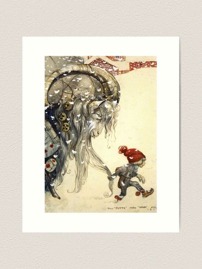 Yule Goat - John Bauer Christmas  Art Print