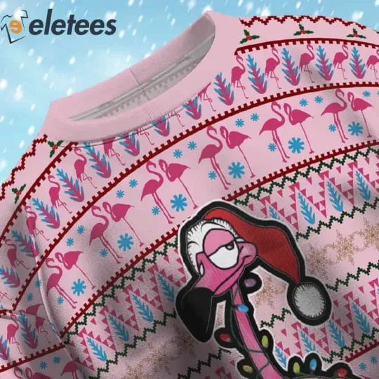 Flamingo Sweet Eyes Ugly Christmas Sweater MLBXF9O9