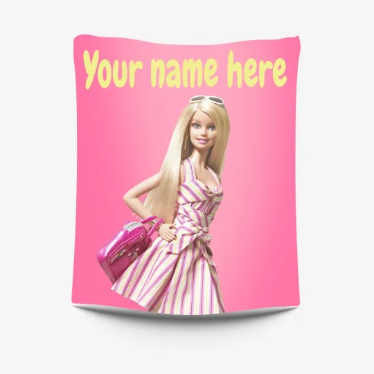 Personalized barbie  Blanket with Name for Girl, Disney Princess blankets
