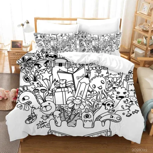 3D Graffiti Animal Monster Hand Drawn Quilt Cover Set Bedding Sets Pillowcases