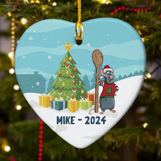 Personalized Mouse Chef Christmas Ornament, Custom Mouse 2024 Christmas Tree Decor, Mouse Chef Character Ornament Gift For Kid
