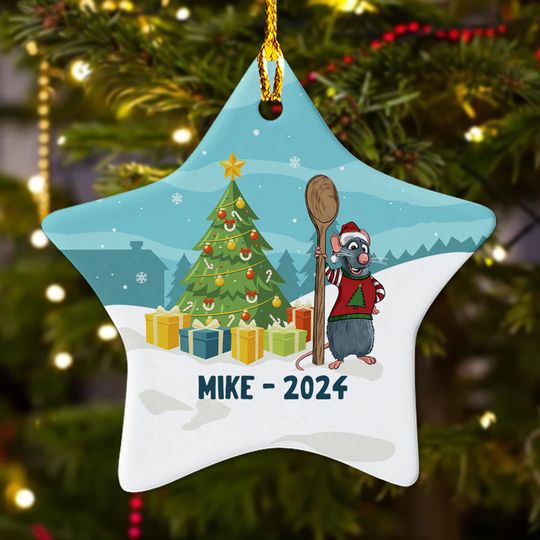 Personalized Mouse Chef Christmas Ornament, Custom Mouse 2024 Christmas Tree Decor, Mouse Chef Character Ornament Gift For Kid