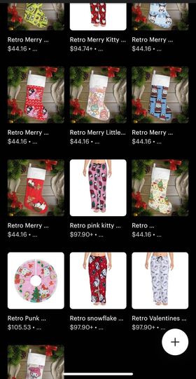 Retro Kitty Friends Valentine red hearts pajama sleep pants gift