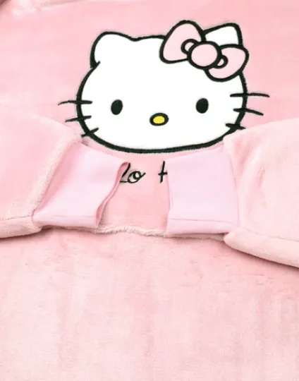 Hello Kitty Pink Character Face Blanket Hoodie