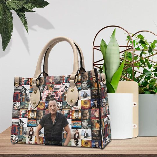 Bruce Springsteen Music Leather Bag, Custom Leather Bag, Springsteen Lover Handbag, Springsteen Women Wallet, Women Handbag, Vintage Handbag