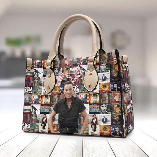 Bruce Springsteen Music Leather Bag, Custom Leather Bag, Springsteen Lover Handbag, Springsteen Women Wallet, Women Handbag, Vintage Handbag