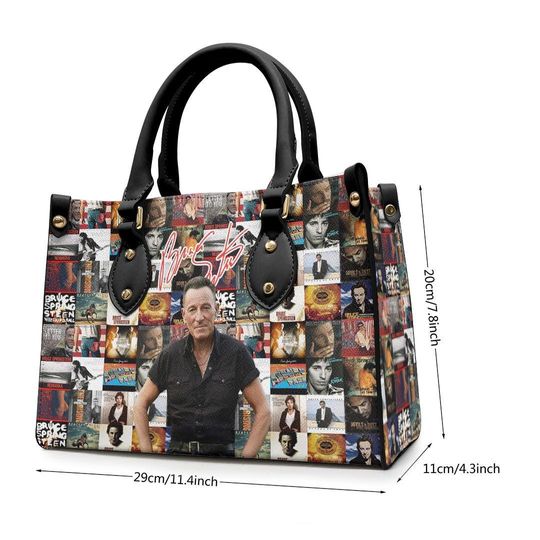 Bruce Springsteen Music Leather Bag, Custom Leather Bag, Springsteen Lover Handbag, Springsteen Women Wallet, Women Handbag, Vintage Handbag