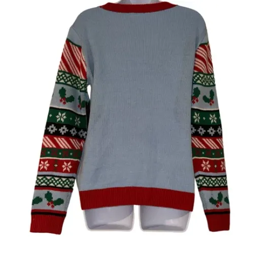 NWT No Boundaries Christmas Sweater Junior L 11 13 Jailbird Santa Pullover Funny