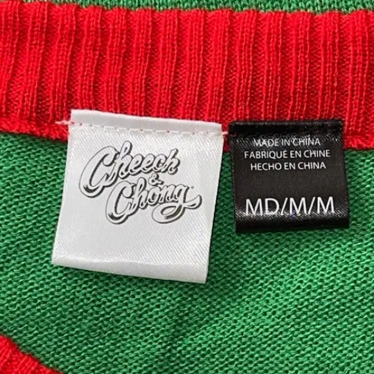 Cheech and Chong Stoner Weed 4:20 Ugly Christmas Sweater Size Medium