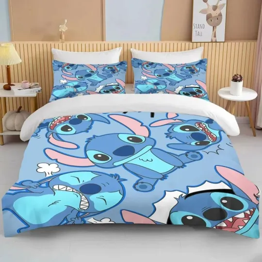 Disney Stitch Bedding Set | Cartoon Bedding Set | Gift For Kids