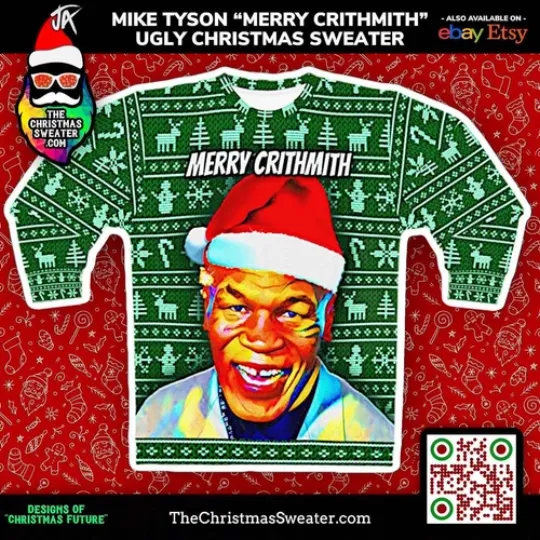 Mike Tyson UGLY CHRISTMAS SWEATER “Crithmith” Lisp Funny Xmas Party Sweatshirt