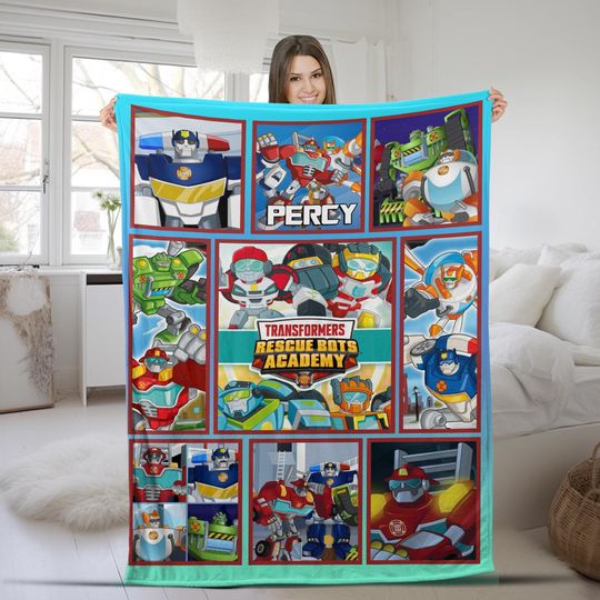 Custom Transformer Blanket, Personalized Robot Blankets, Boy Bed Room Blanket, Transformer Blanket, Auto Bots Birthday Blanket