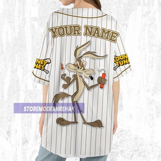 Custom Looney Wile E Coyete Simple Baseball, Baseball Team Outfit, Gift for Space Jamz Fans, Tune Squad Jersey, Family Jersey