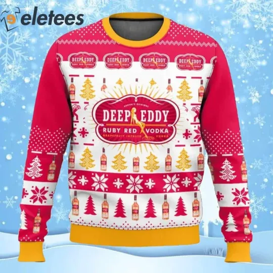 Deep Eddy Ruby Red Vodka Christmas Ugly Sweater LKUQOJ4F