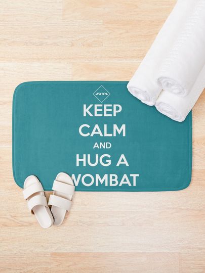 keep calm and hug a wombat   Bath Mat