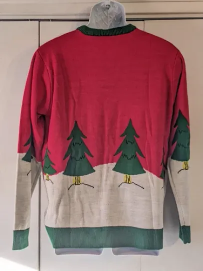 MWT Ugly Christmas Sweater Dinosaur Tree Rex Medium Light Up Fun Novelty Party