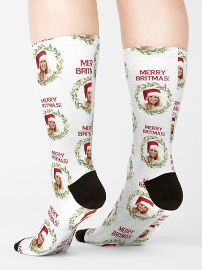 Merry Britmas - For Celebrating a Very Britney Christmas (Red Text) Socks