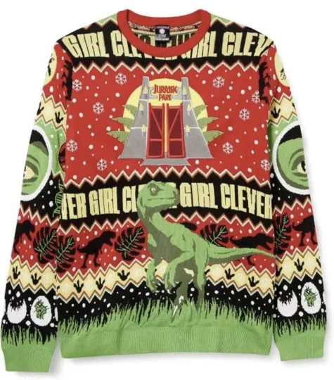 M  (UK) Jurassic Park Christmas Ugly Xmas jumper sweater by Numskull
