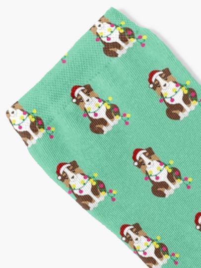 Christmas Red Tri Color Australian Shepherd Santa Aussie Dog Socks
