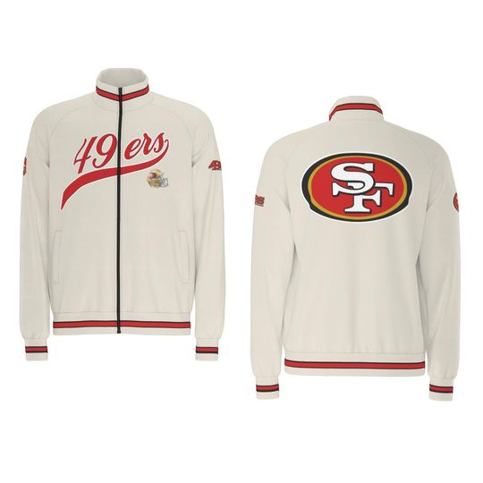 SF 49ERS TAN  Raglan-Sleeve Stand Collar Jacket