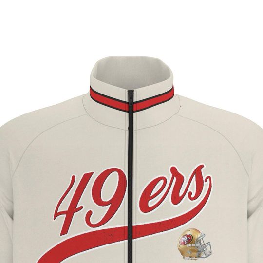 SF 49ERS TAN  Raglan-Sleeve Stand Collar Jacket