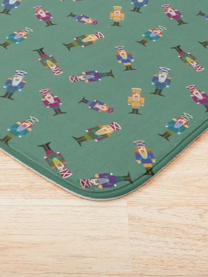 Nutcracker Parade - Christmas design pattern with green background Bath Mat
