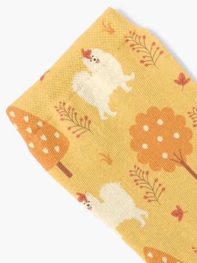Samoyed Dog in Autumn Socks