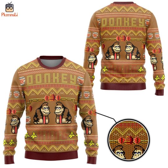 Super Mario Donkey Kong Ugly Christmas Sweater, Donkey Kong Sweater, Mario Christmas Shirt, Mario Family Christmas, Christmas Vacation Shirt