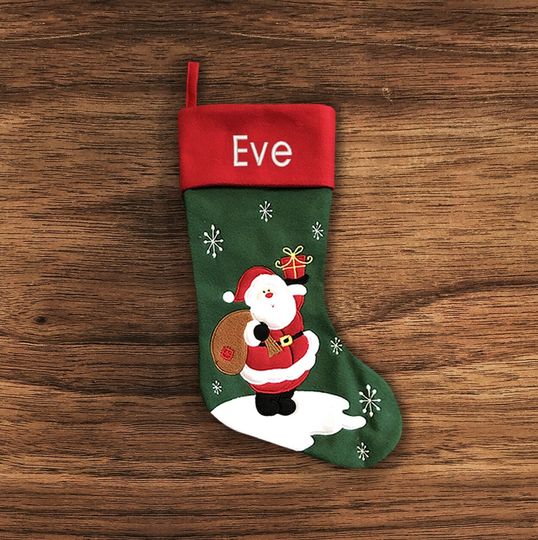 Personalised Christmas Stocking - Traditional Snowman - Embroidered Name