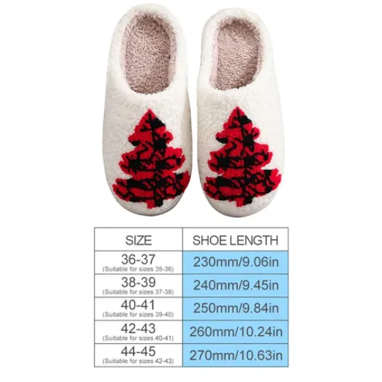 C# Women Men Breathable Bedroom Slippers Non-Slip Christmas Tree Cotton Slippers