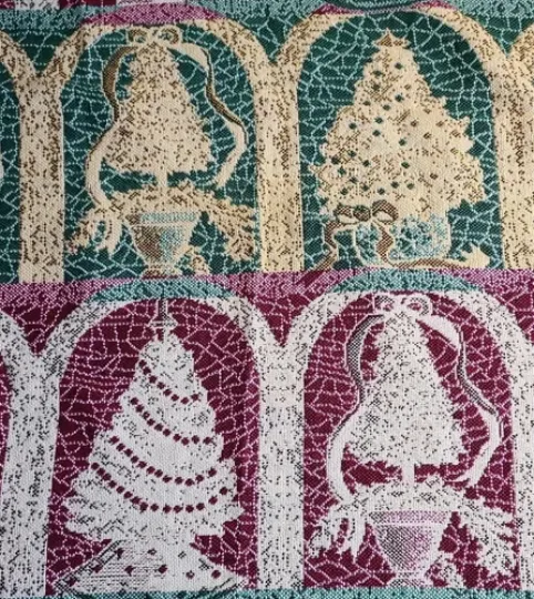 Stained Glass Knit Woven Throw Blanket Tapestry Christmas Tree 55"×44"