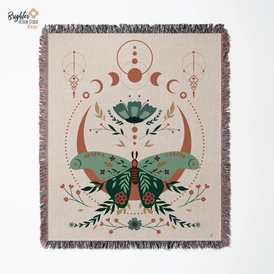 Celestial Moth Woven Blanket