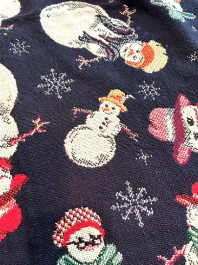 Christmas Winter Snowman Tapestry Throw Blanket Crown Crafts