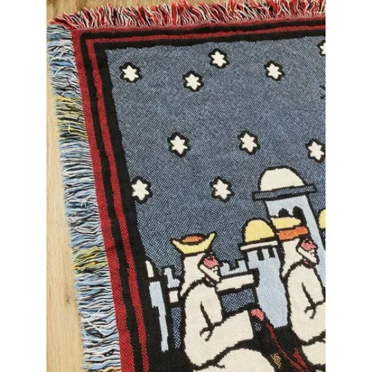 Woven Tapestry Throw Blanket Christmas Wise Men Child Born Bethlehem Reversible
