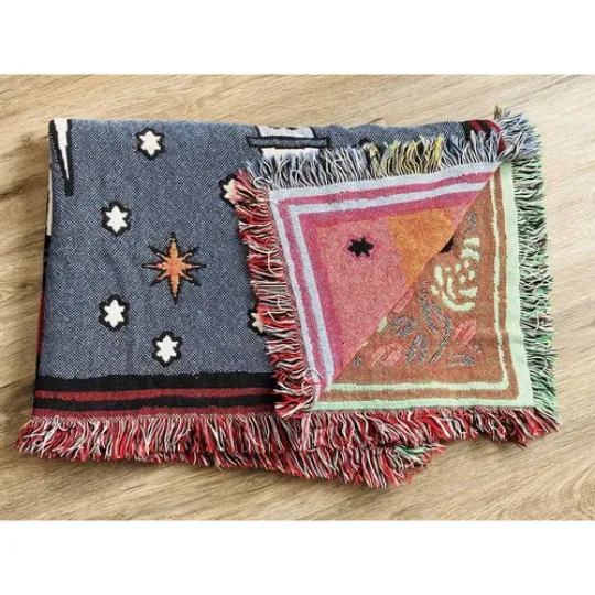 Woven Tapestry Throw Blanket Christmas Wise Men Child Born Bethlehem Reversible