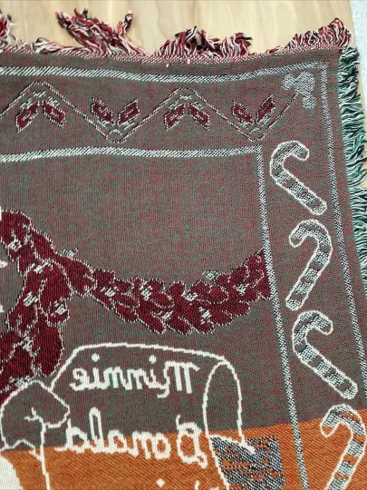 Disney Mickey Mouse Pluto Christmas Santa Woven Throw Blanket Tapestry 46x69”