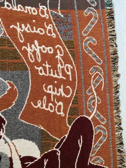 Disney Mickey Mouse Pluto Christmas Santa Woven Throw Blanket Tapestry 46x69”