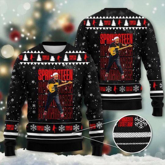 Bruce Springsteen 2024 Tour Sweater, Bruce Springsteen Ugly Sweater, Springsteen Rock Christmas Sweater, Bruce Springsteen Gift