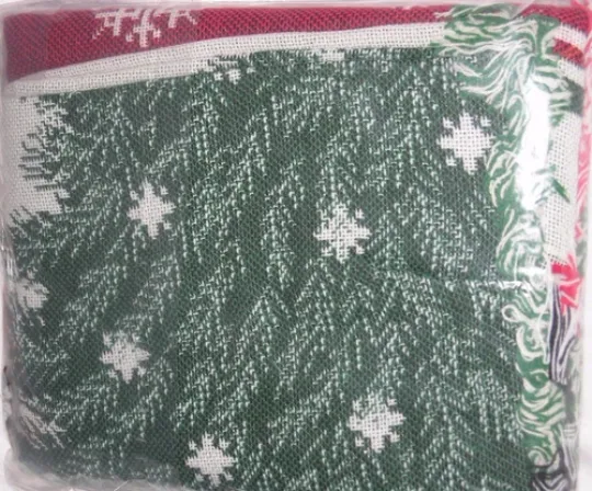 NEW Christmas Tree Throw 50x58" Fringe Double Woven Jacquer Blanket Couch Lap