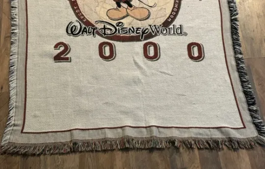 Vintage Disney World Mickey Mouse Tapestry Throw Blanket 2000 Epcot MGM Studios