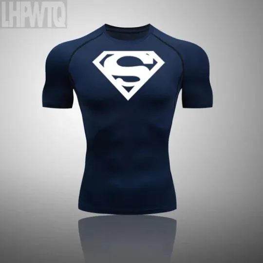 NEW Superman Men Compression T Shirt Quick Tight Set Men Exercise Training Suit